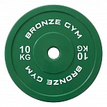 Диск калиброванный BRONZE GYM для пауэрлифтинга зеленый 10 кг